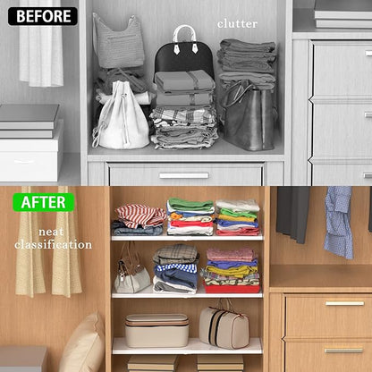 Expandable Closet Organizer Shelves, Adjustable Metal Storage Shelves Divider for Wardrobe Cupboard Kitchen (2 Pack, W:7.87" x L: 17" to 31")