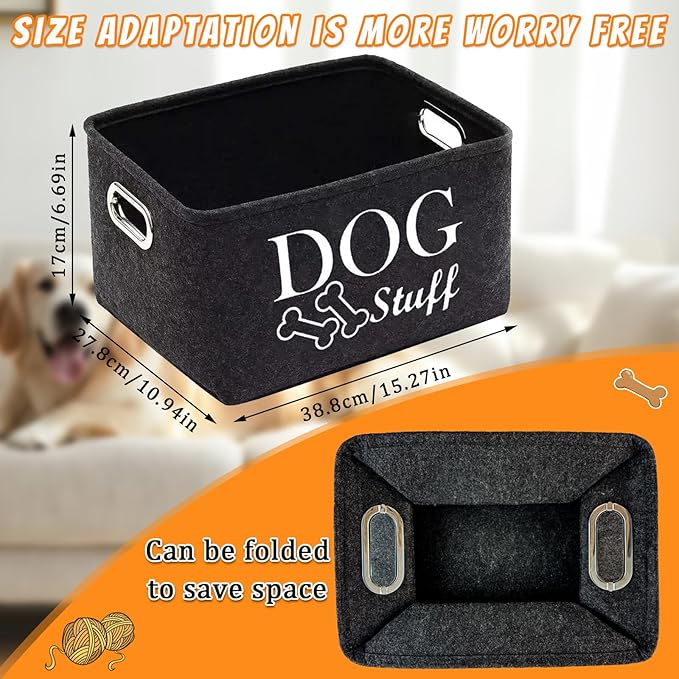 Dog Toy Basket - Dog Toy Box for Small Dogs - Pet Dog Toy Storage Box - Personalized Dog Toy Basket for Puppies and Pets - Living Room Dog Toy Storage Box
