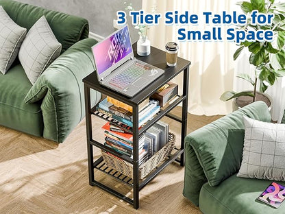 3 Tier Metal Printer Stand Shelf, Black Side Table for Printer, Fax Marchine