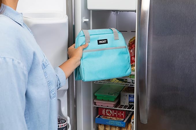 PackIt Freezable Hampton Lunch Bag, Soft Mint, Built with EcoFreeze Technology, Collapsible, Reusable, Zip Closure with Front Pocket and Shoulder Straps, Perfect for Tweens and Adults