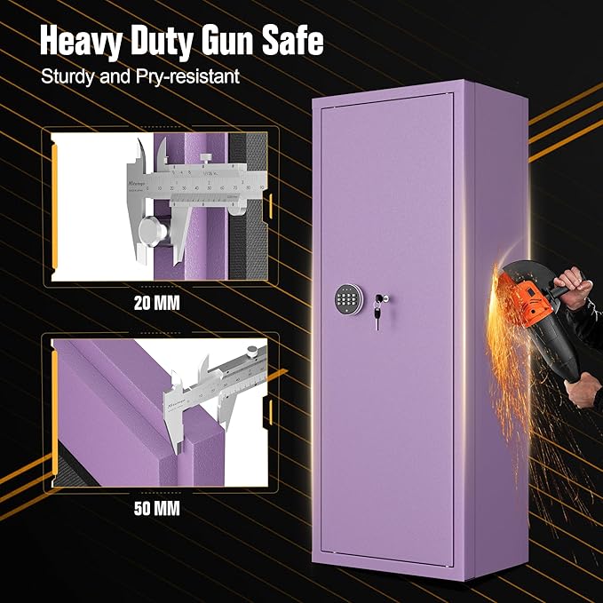 INTERGREAT Purple Gun safes,Rifle Safe,Gun Safes for Home Rifle and Pistols, Long Gun Safe for Rifle Shotgun for Home,Quick Access Rifle Safes,Adjustable Shelves, Easy Assemble (8-12 guns)