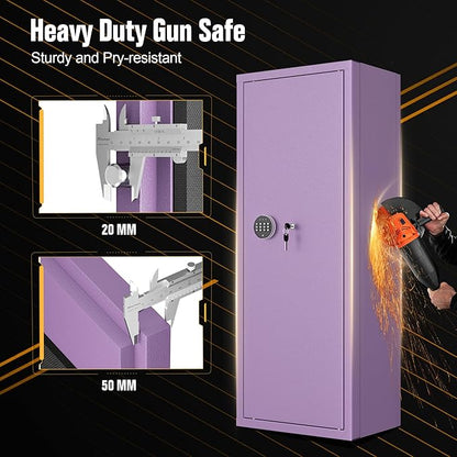 INTERGREAT Purple Gun safes,Rifle Safe,Gun Safes for Home Rifle and Pistols, Long Gun Safe for Rifle Shotgun for Home,Quick Access Rifle Safes,Adjustable Shelves, Easy Assemble (8-12 guns)