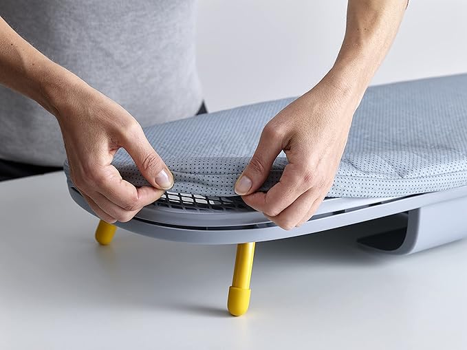Joseph Joseph Pocket Folding Tabletop Ironing Board with Iron Holder and Wall Mount, Compact Space-Saving, Grey/Yellow