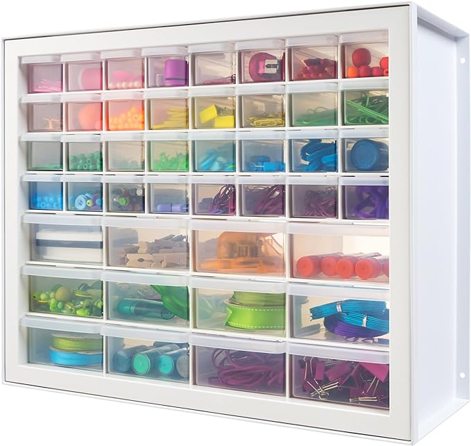 IRIS USA Screw Tool Organizer Small Parts Cabinet Chest, 44-Drawer Hardware Electronics Nuts Bolts Storage Drawers Organization Toolbox Garage Craft Business Teacher Beads Scrapbook Art Hobby - White
