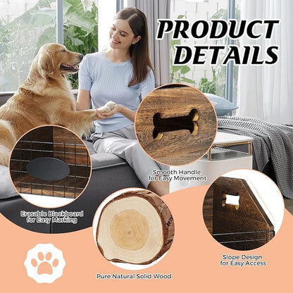 Dog Toy Bin - Large Wooden Toy Chest with Handle - Organizer for Puppy Leash, Blanket, Food, Accessories, Gift