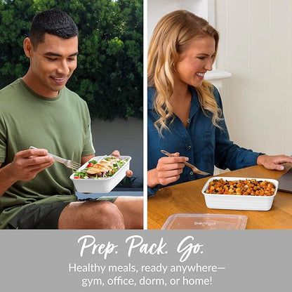 Bentgo 20-Piece Lightweight, Durable, Reusable BPA-Free 1-Compartment Containers - Microwave, Freezer, Dishwasher Safe - White