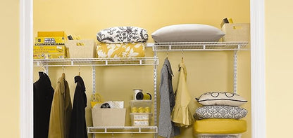 Rubbermaid FastTrack Multi-Purpose Closet Shelving Kit, White, Adjustable, Pantry Storage/Organization for your Clothes/Shoes/Food/Cleaning Supplies