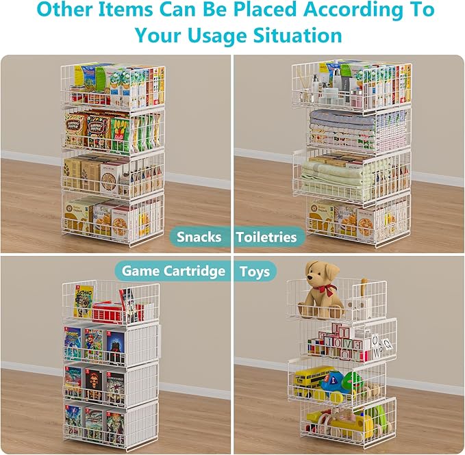 4-Tier Sliding Closet Organizers and Storage Shelves, White