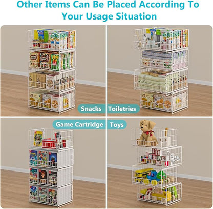 4-Tier Sliding Closet Organizers and Storage Shelves, White