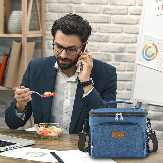 Lifewit Reusable Insulated Lunch Bag, Portable Cooler Freezable Soft Lunchbox Leakproof with Adjustable Shoulder Strap for Men Women Adult for Work Picnic or Travel, 9L 12 Can, Dark Blue