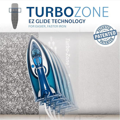 Bartnelli Ironing Board Cover and Pad, Made in Europe with New Patent Technology | 54x15 Iron Board Replacement Cover Featuring Park & Turbo Zone, Scorch Resistant 100% Cotton Thick Layered Top