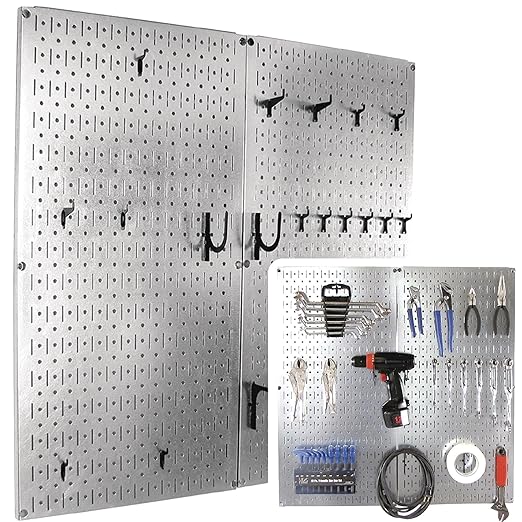 Wall Control Pegbrd Panel,32",Rnd Hole/Slotted,Silver