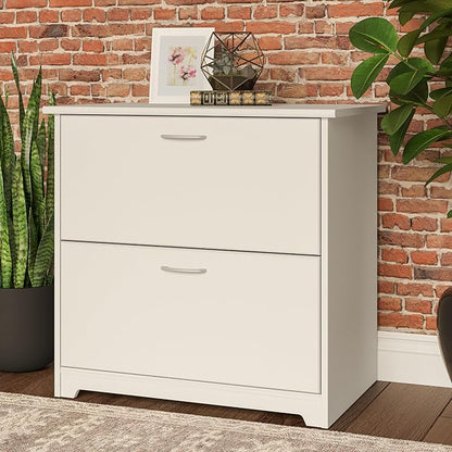 Bush Home Cabot 2 Drawer Lateral File Cabinet in White, Home Office Chest for Letter, Legal, and A4-size Document Storage