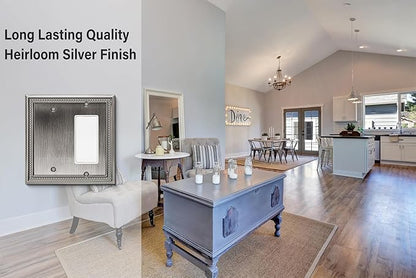 Henne Bery Sunken Pearls Heavy Duty Decorative Wall Plate Switch Plate Outlet Cover (Blank/Decorator, Heirloom Silver)