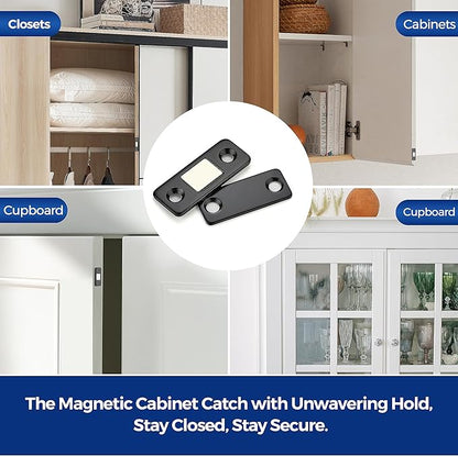 12 Pack Ultra Thin Cabinet Door Magnets Stick on Cabinet Magnetic Catch Magnet to Keep Drawer Closed Cabient Magnetic Door Catches to Stay Closed Cabinet Latch Matte Black Magnetic Cabinet Closures