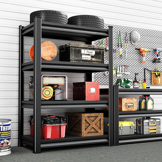 36''W Garage Shelves Heavy Duty - 1,480Lbs Steel Metal Adjustable Utility Storage Shelving Rack Units 36" W x 16" D x 66" H 4 Tier Black