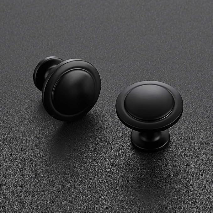 Ravinte 60 Pack 1-1/4 Inch Kitchen Cabinet Knobs - Matte Black Zinc Drawer Pulls and Door Handles for Dressers