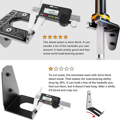 VAIIO Single Olympic Barbell Hanger,Garage Gym Bar Wall Rack,Vertical Barbell Mount Rack,Black Powder Coated,Space Saving Commercial or Home Gym Accessory,Holds Under 33mm Bar Size