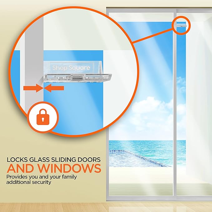 Sliding Door Locks – 2 Pack Childproof Safety Locks for Glass Doors & Windows – Strong Adhesive – Shop Square