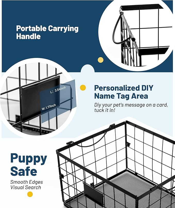 Dog Toy Basket, Dog Toy Storage Bin for Pet,Medium Toy Box for Dogs,Metal Storage Box with Handles,Toy Storage Organizer,Dog Toy Organizer Holder Boxes for Living Room（Black）
