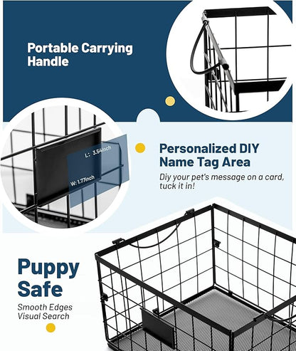 Dog Toy Basket, Dog Toy Storage Bin for Pet,Medium Toy Box for Dogs,Metal Storage Box with Handles,Toy Storage Organizer,Dog Toy Organizer Holder Boxes for Living Room（Black）