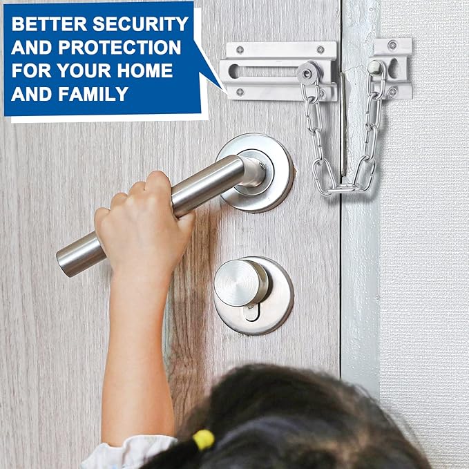 2 Pack Door Chain Lock, Stainless Steel Chain Locks for Inside Door, Premium Thickened with 12 Screws