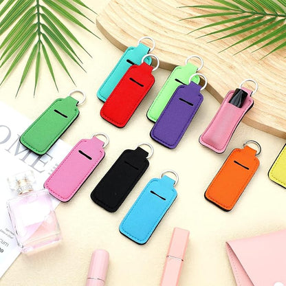 Yisong 40/60/ 80 Pack Lipstick Holder Keychains Bulk Neoprene Lip Balm Holder Keychain Lip Gloss Sleeve Pocket Women Presents