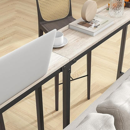 BOFENG 71.5 Inch Thin Console Table with Power Outlets,Narrow Sofa Table with Charging Station,Long Side Table Behind Sofa Couch Table for Entryway,Hallway,Living Room,Foyer,Natural Oak