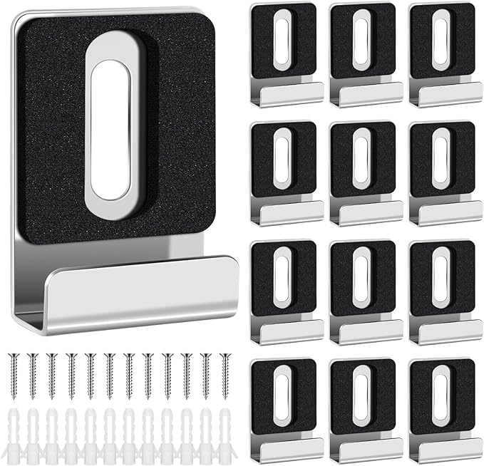 12 Pcs Metal Mirror Holder Clips for Wall Mounting Heavy Duty Frameless Mirror Hangers Hooks Hardware Mounting Clip for Wall Tile Billboard Display(Silver,1/4 Inch)