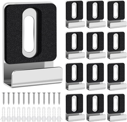 12 Pcs Metal Mirror Holder Clips for Wall Mounting Heavy Duty Frameless Mirror Hangers Hooks Hardware Mounting Clip for Wall Tile Billboard Display(Silver,1/4 Inch)