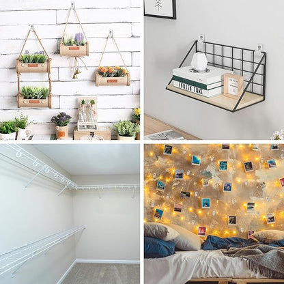 40 Pcs Closet Shelf Clips Set, White Heavy-Duty Plastic Down Wall Clips for Hanging Wire Shelves, Keys, Paintings, Decorations