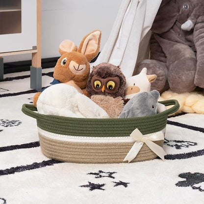 CHICVITA Small Storage Basket for Gifts Empty, Cute Decorative Basket for Living Room, Baby Gift Basket for Nursery, Rope Basket for Home Decor, 13 x 9.8 x 5 inches