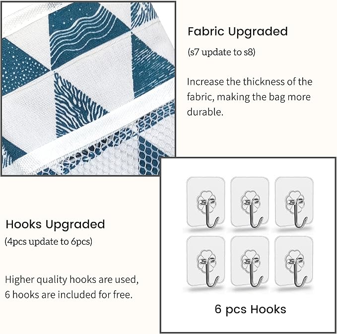 3pcs Large Wall Hanging Organizer Bag, Linen Fabric Door Hanging Storage Baskets with Pockets, Waterproof Bin for Kitchen, Bedroom, Office, RV Camper (Triangle)