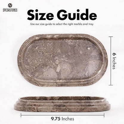 Marble Tray 9.75 Inch Handmade Bathroom Tray for Countertop Décor - Decorative Trays for Perfume, Candles, Jewelry & Vanity Accessories