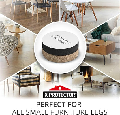 X-Protector Felt Furniture Sliders for Hardwood Floors 24 PCS 1” - Self-Adhesive Furniture Slider - Heavy-Duty Furniture Movers for Hard Surfaces - Felt Sliders - Move Your Furniture Easily!