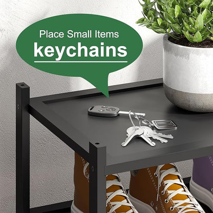 Black 4-Tier Bamboo Wood Shoe Rack, Stackable for Closet, Entryway & Hallway
