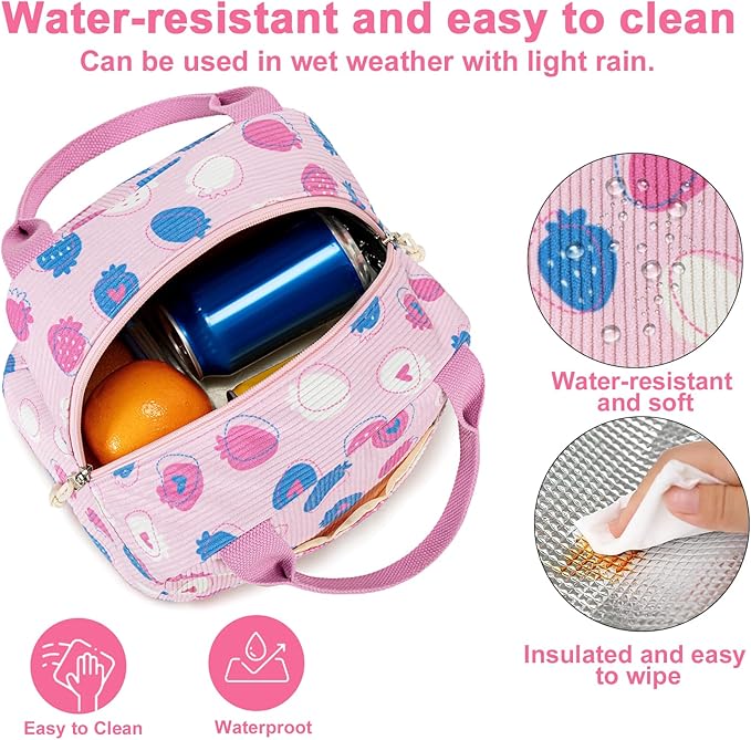 Bluboon Lunch Bag for Women Men Cute Corduroy Lunch Tote Bags Reusable Insulated Lunch Box Large Capacity Reusable Insulated Cooler for Work Picnic or Travel