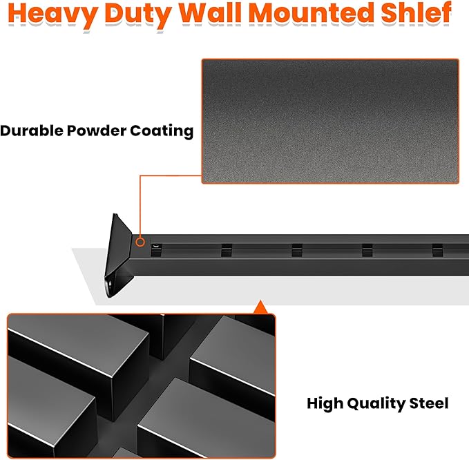 Ultrawall Garage Wall Shelves 33in x 24in, Heavy Duty Wall Mounted Storage Shelves for Storage Bins, Holds Up to 350Lbs, 2 Pack, Black