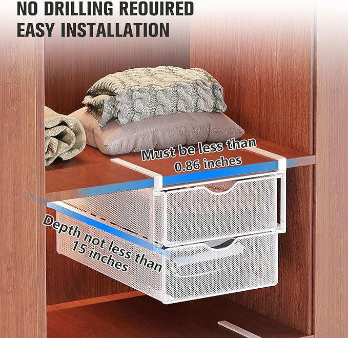 Drawer Organizers and Hanging Shelves, Double-layer Multifunctional Mesh Storage Basket for Underwear, Socks, Bras, Panties Space-Saving Pull-Out Organizer for Closet, Wardrobe, Bedroom