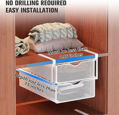 Drawer Organizers and Hanging Shelves, Double-layer Multifunctional Mesh Storage Basket for Underwear, Socks, Bras, Panties Space-Saving Pull-Out Organizer for Closet, Wardrobe, Bedroom