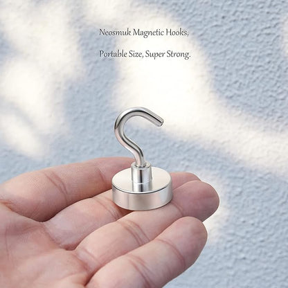 Neosmuk Magnetic Hooks, Heavy Duty 30lb+ Strong Magnet Hook for Cruise Cabins, Cruise Ship Essentials for Hanging, Metal Wall Refrigerator Hangers (Silver, 10 Pack)