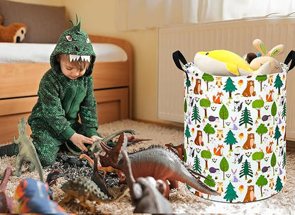 Kids Animal Laundry Basket Nursery Hamper Storage Bins Gift Basket Clothes Organizer Toy Box Large Canvas Collapsible Chest for Home/Dorm/Kitchen/Pet/Office/Closet/Shelf/Room Decor