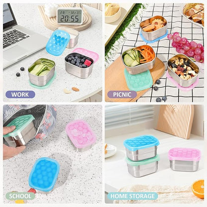Snack Pro - Small (1 CUP) Stainless Steel Snack Containers for Kids | Easy Open Leak Proof Food Containers with Silicone Lids - Perfect Metal Toddler Lunch Box for Daycare and School (8oz)