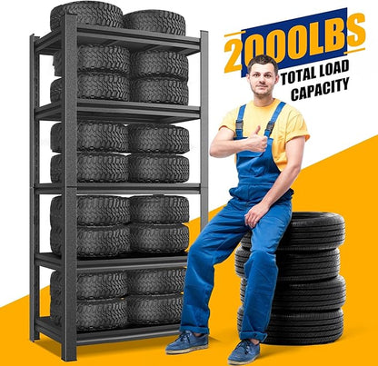 Garage Shelving Unit RustproofHeavy Duty Storage Shelves Easy Assembly Adjustable Metal Steel Utility Shelf Rack Garage Storage Organize for Tools,Basement,Warehouse,63" Hx35.4 Wx13.8 D