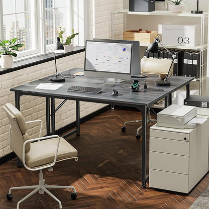 PRAISUN 47 X 20 Inch Office Computer Desk with Power Outlets and USB-C Port, Larger Gaming Desk, for Home Office, Study, Bedroom, Writing Work from Home Table, Metal Frame, Grey
