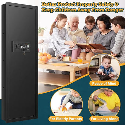 43.3'' Tall Fireproof Wall Safe Between Stud, Heavy Duty Flush In Wall Safe With Digital Keypad & Removable Shelf, Hidden Gun Safe, Security Home Wall Safes For Storage Firearms Money Medicine