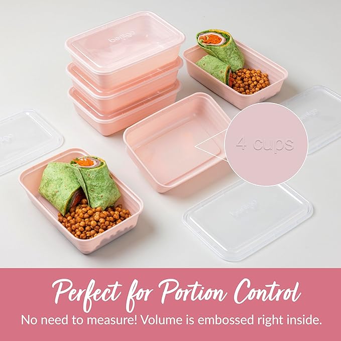 Bentgo Prep - 20-Piece 1-Compartment Reusable Meal Prep Containers with Lids, PFAS & BPA Free Materials, Durable, Microwave, Freezer, & Dishwasher Safe To Go Food Storage (Blush Pink)
