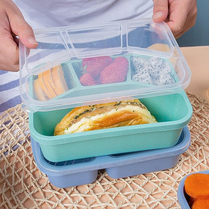 Lunchable Container - 4 Pack Bento Lunch Box, 4-Compartment Snackle Box Container for School Work Travel, Bento Box for Kids, Microwave Dishwasher Safe Bento Box Adult