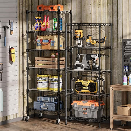 SINGAYE 5 Small Wire Shelves Kitchen Pantry Close Home Organizers and Storage Bathroom Shelf Laundry Room Organization Adjustable Book Metal Garage Shelving Unit
