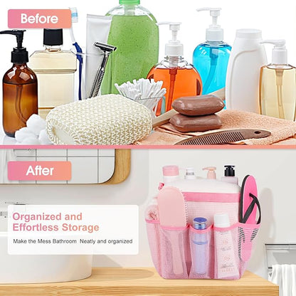 Attmu 2 Pack Mesh Shower Caddy Portable for College Dorm Room Essentials with 8 Pockets, Hanging Shower Caddy Dorm Basket, Quick Dry Shower Bag for Bathroom